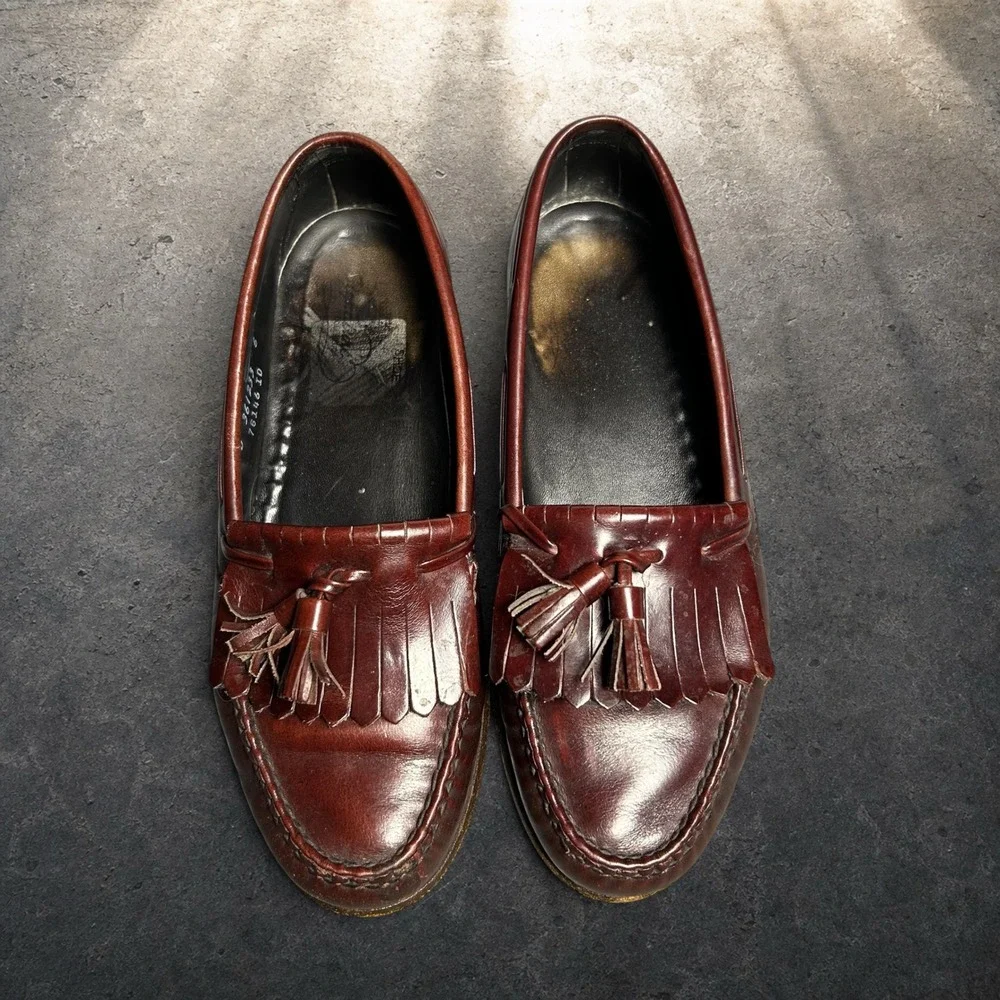 Florsheim Imperial Burgundy Leather Kiltie Tassel Loafers Mens Size 8.5 D